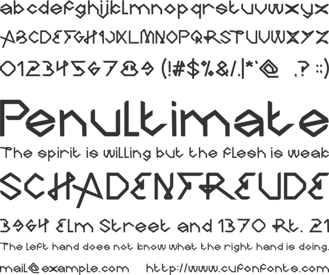 The ART font preview