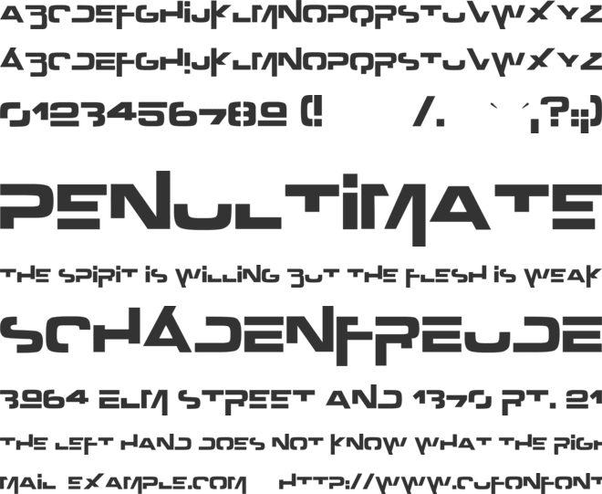 Outer zone font preview