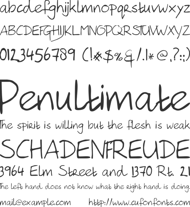 Hanoded Hand font preview