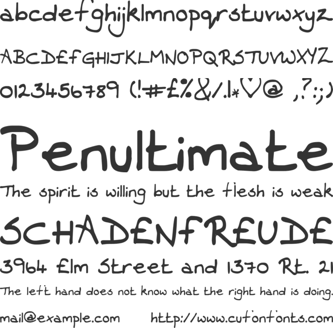 Contrary Mary font preview