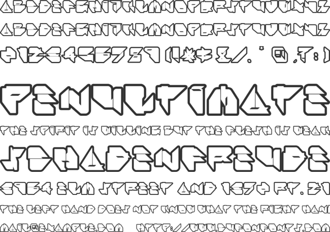 Ikos Dub Outline font preview