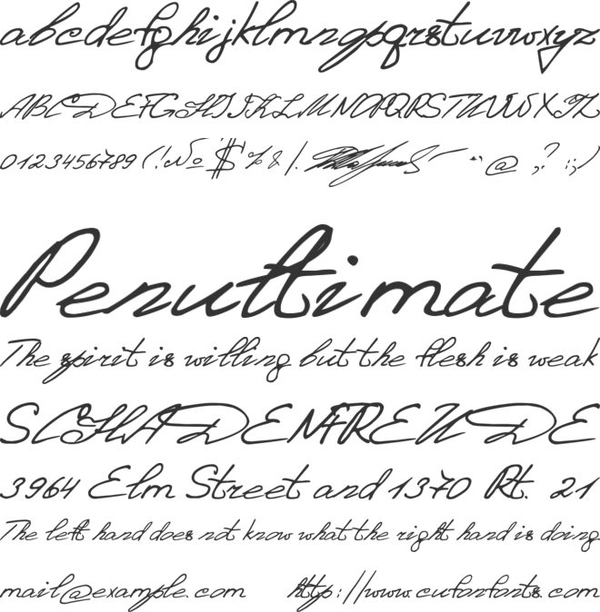 Denistina font preview
