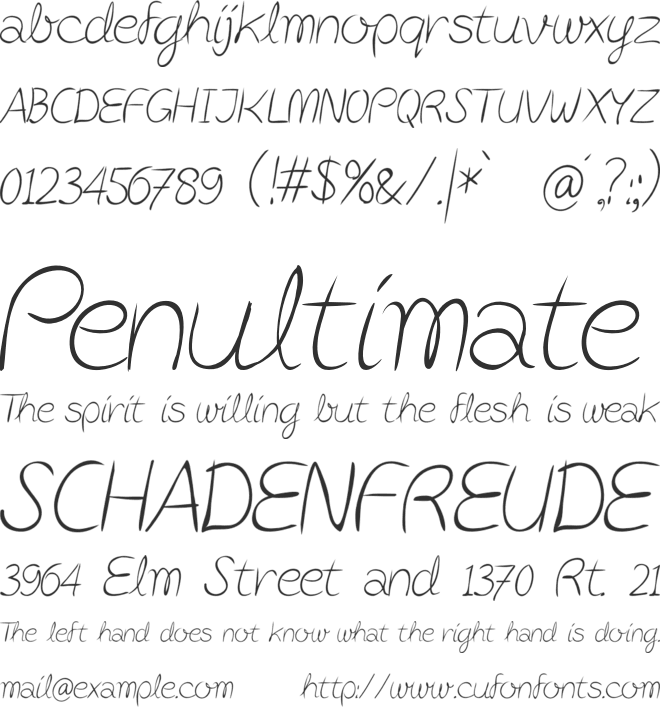 Post-it Penscript font preview