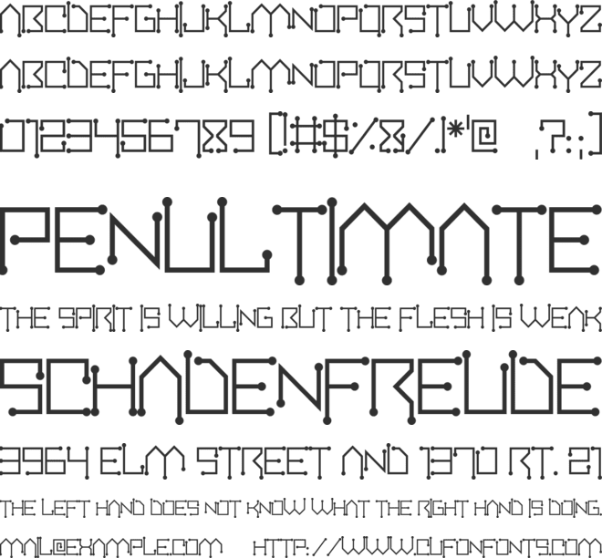 Circuitboard font preview