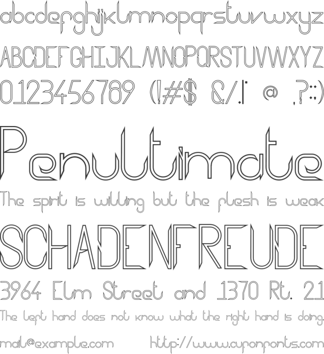 Aggressor Outline font preview