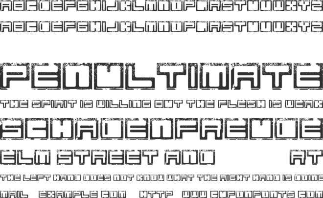 Bim eroded font preview