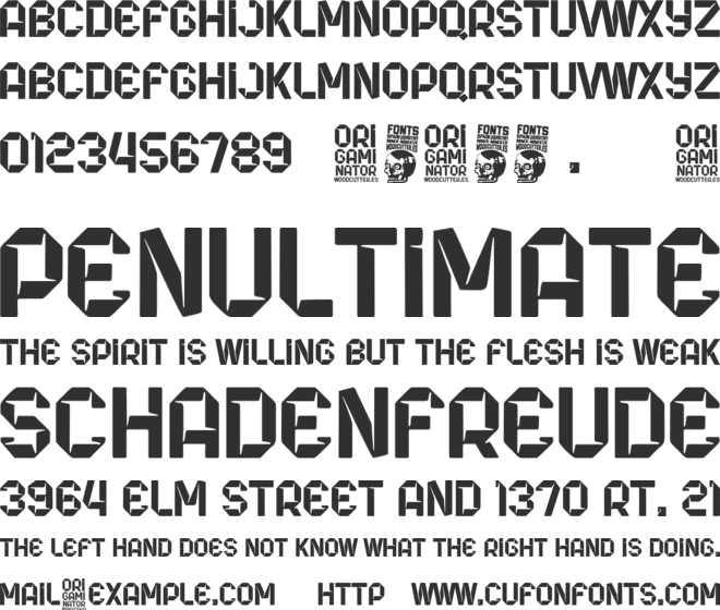 Origaminator font preview