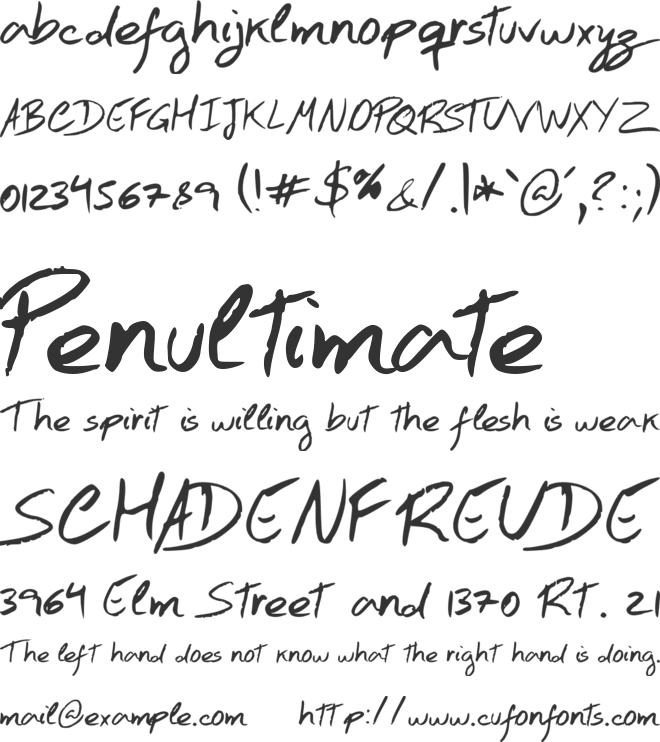 Hand Test font preview