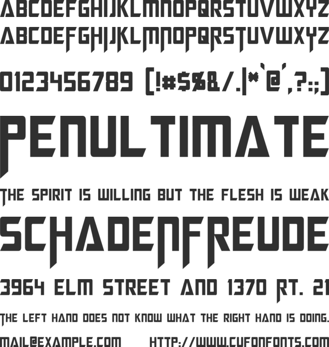 Megatron Condensed font preview
