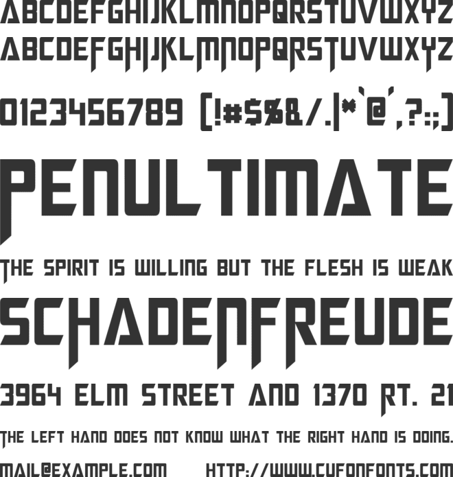 Megatron Condensed font preview