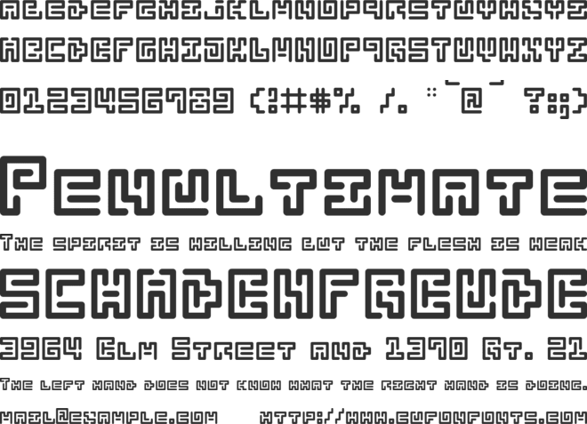 Abstract Labyrinth Rounded font preview
