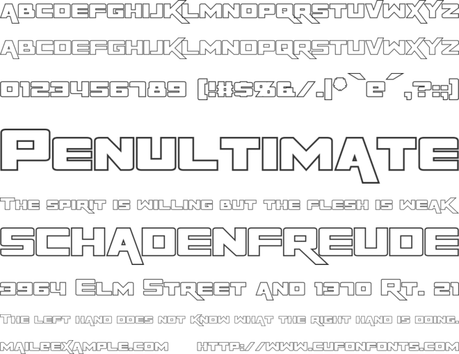 Rapier Zero Hollow font preview