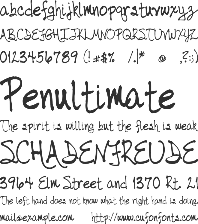 Tabor Handwriting font preview