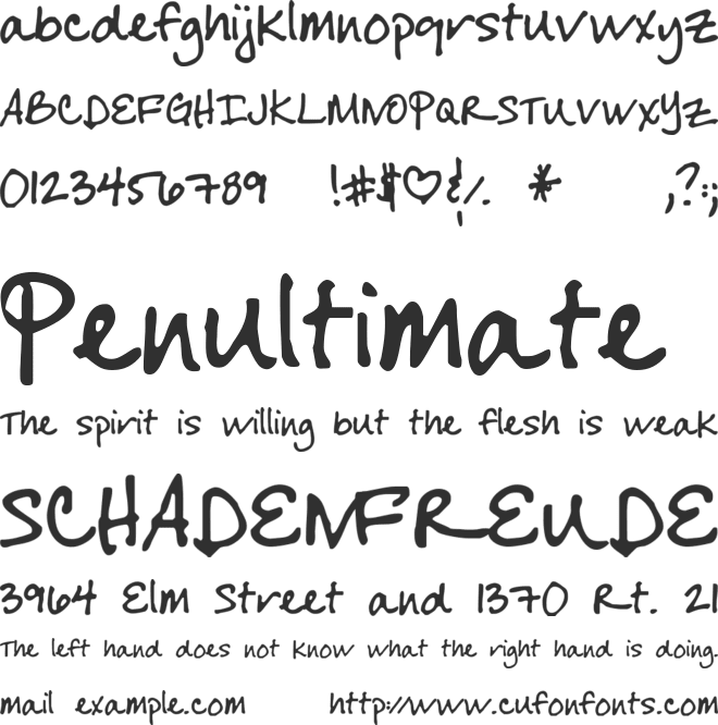 Cheryl Hand font preview