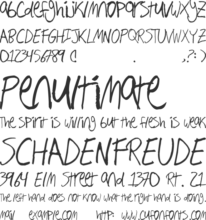 Hand Writing font preview