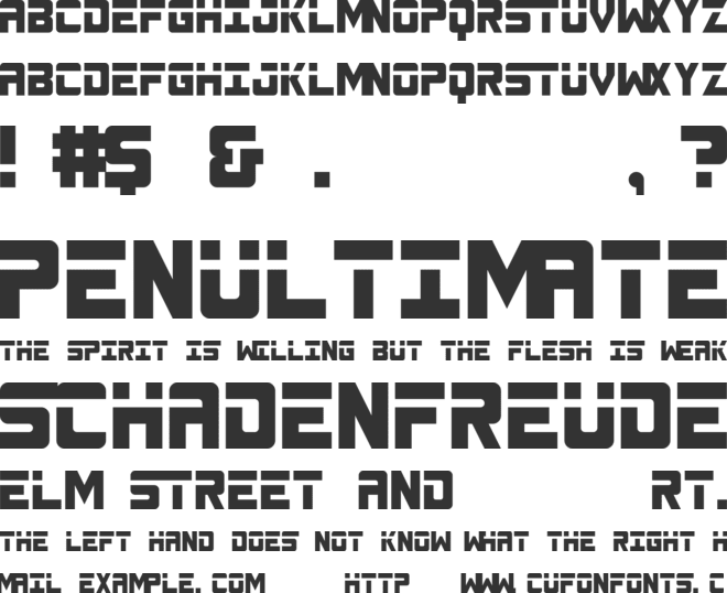 SPACEBAR font preview