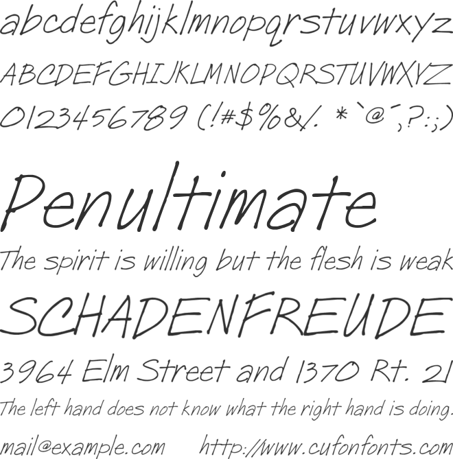 Post Note font preview