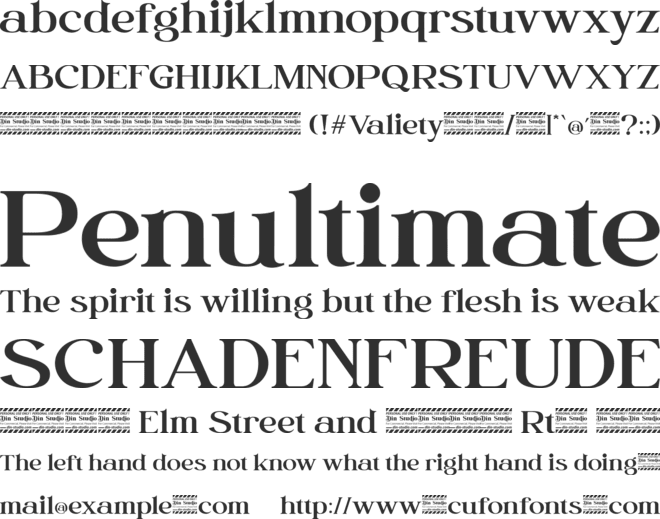 Valiety Personal Use font preview