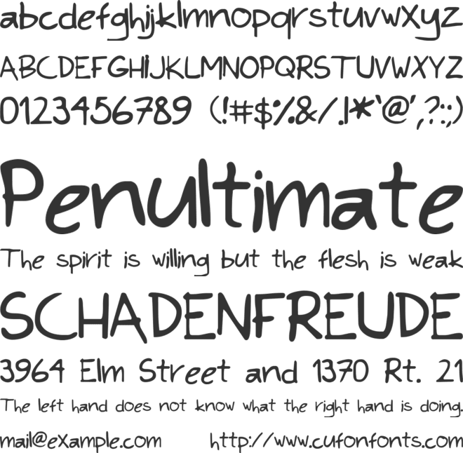 Kims Hand font preview