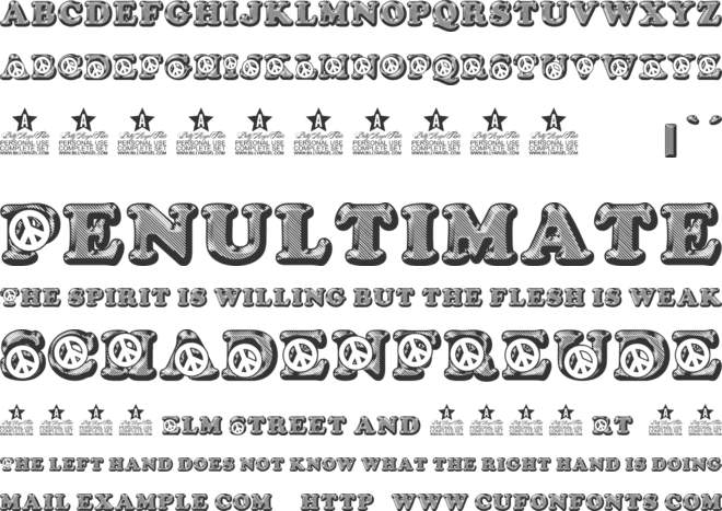 PEACING PERSONAL USE font preview