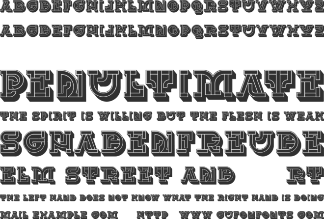 UKAMENO 3D Flat font preview