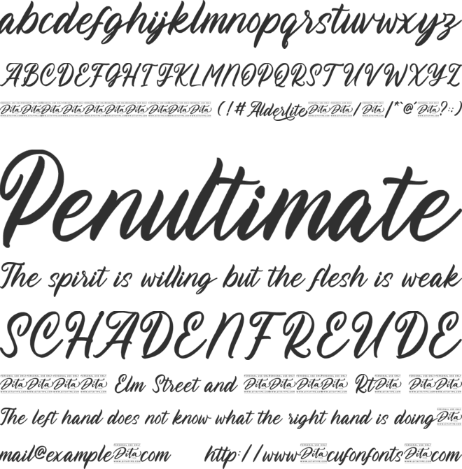 Alderlite Personal Use font preview