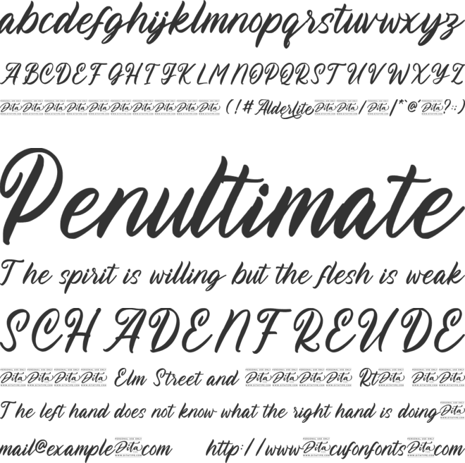 Alderlite Personal Use font preview