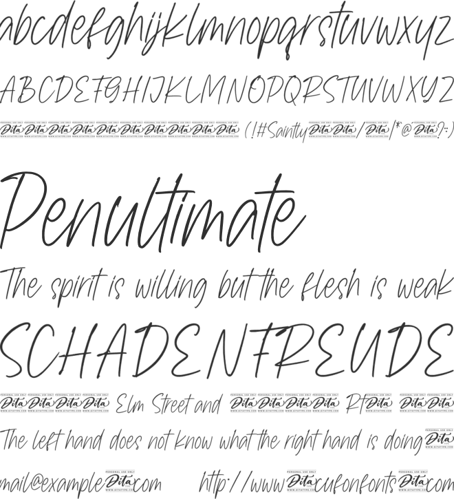 Saintly Personal Use font preview
