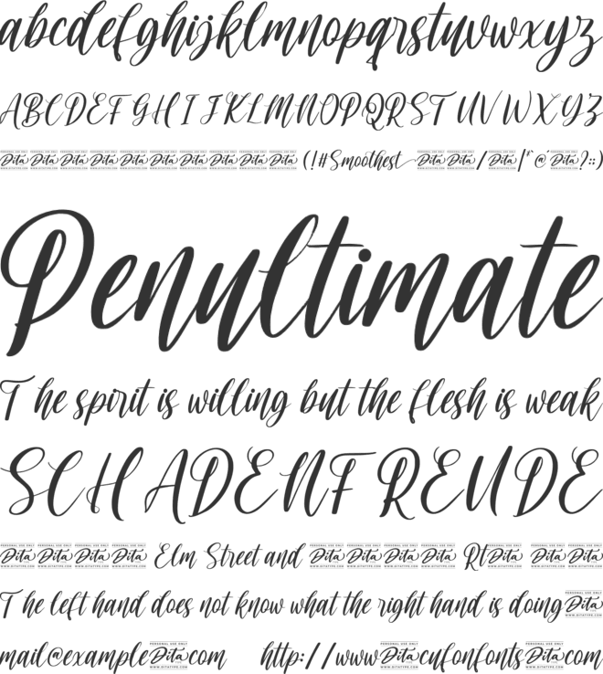 Smoothest Personal Use font preview