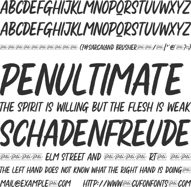 Sarcaland Brusher Personal Use font preview