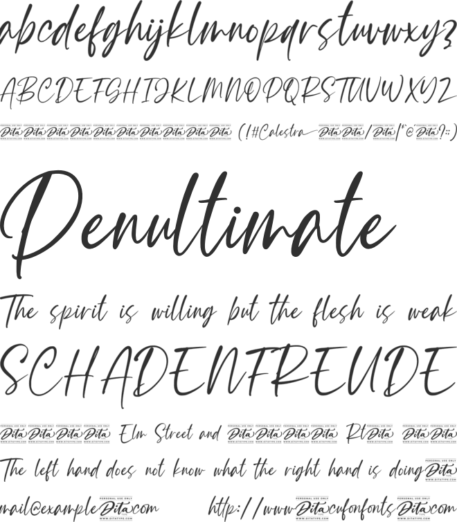 Calestra Personal Use font preview