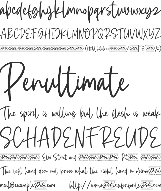 Whitelove Personal Use font preview