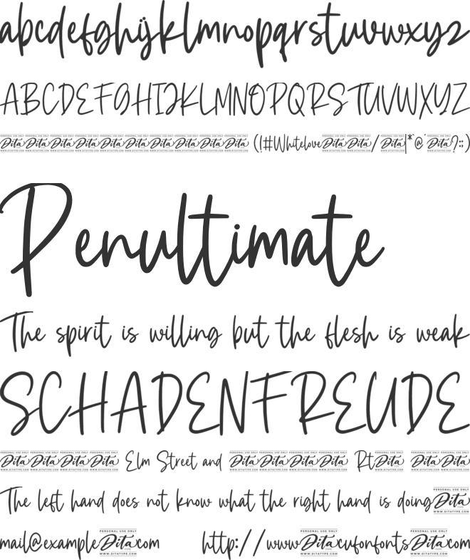 Whitelove Personal Use font preview