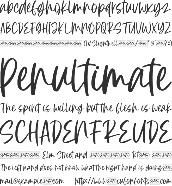 Slightwell Personal Use font preview