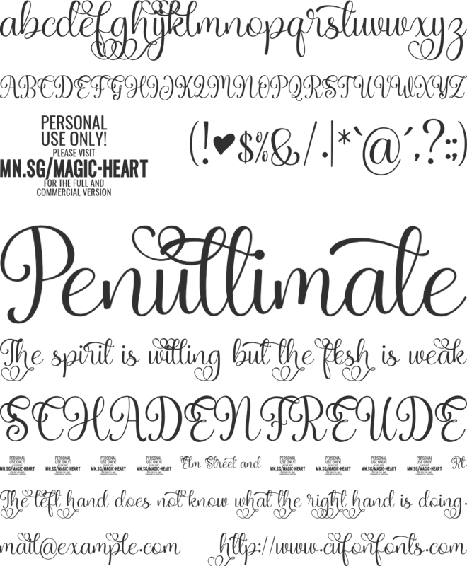 Magic Heart  PERSONAL USE font preview