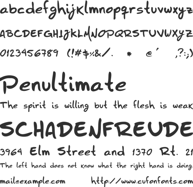 HZHandwrite font preview