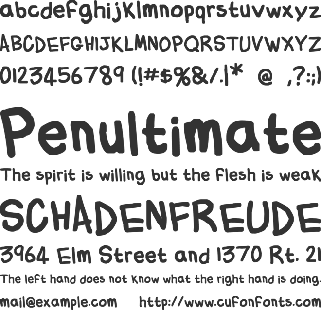 Flabby Bums Handwriting font preview