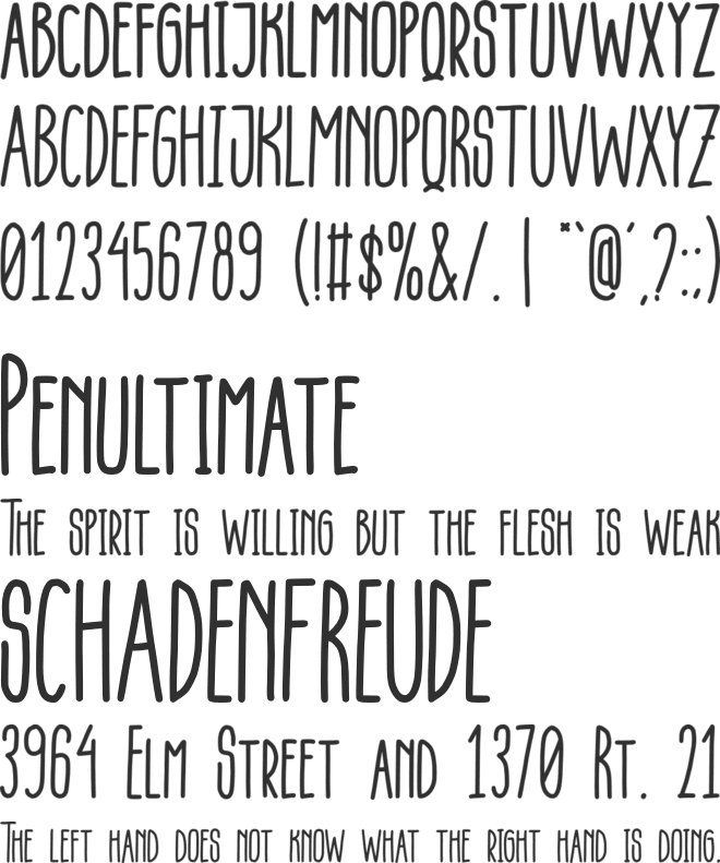 Inzania font preview