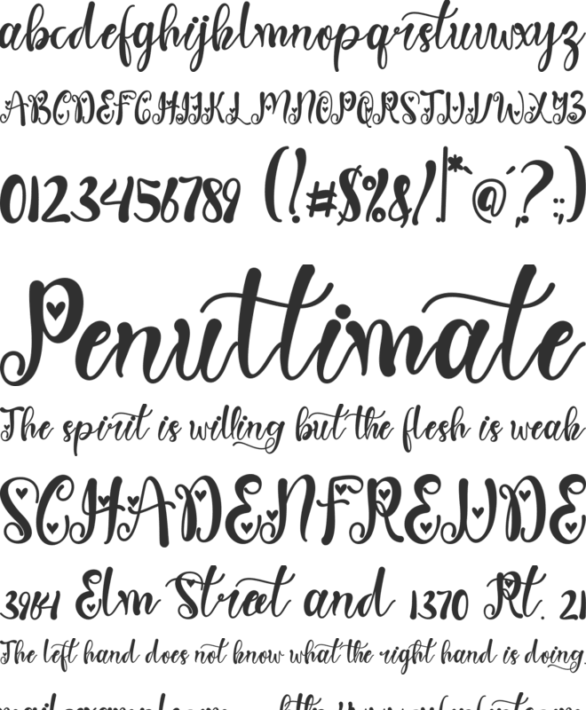 Spring Heart font preview