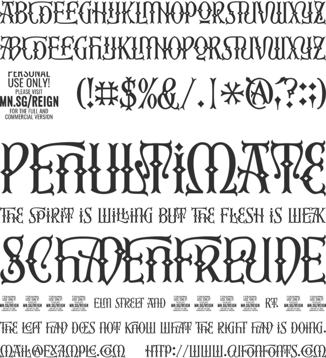 Second Reign PERSONAL USE ONLY font preview