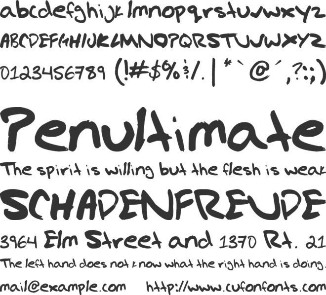 Gregs hand font preview