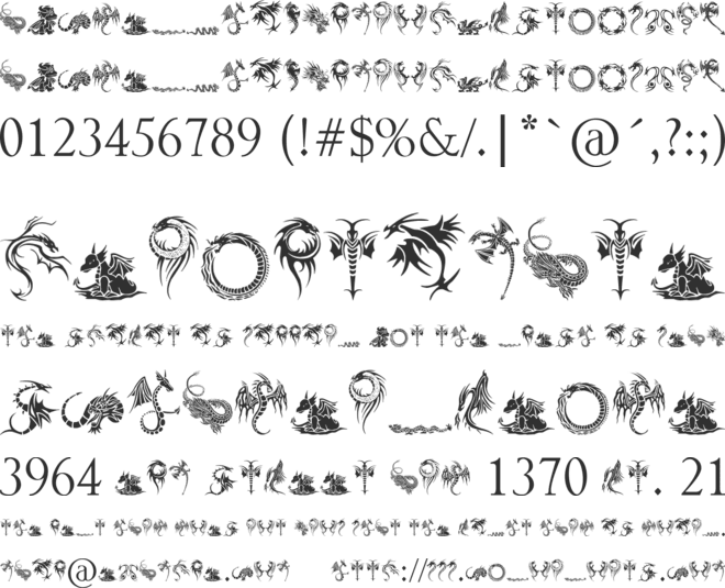 Tribal Dragons Tattoo Designs font preview