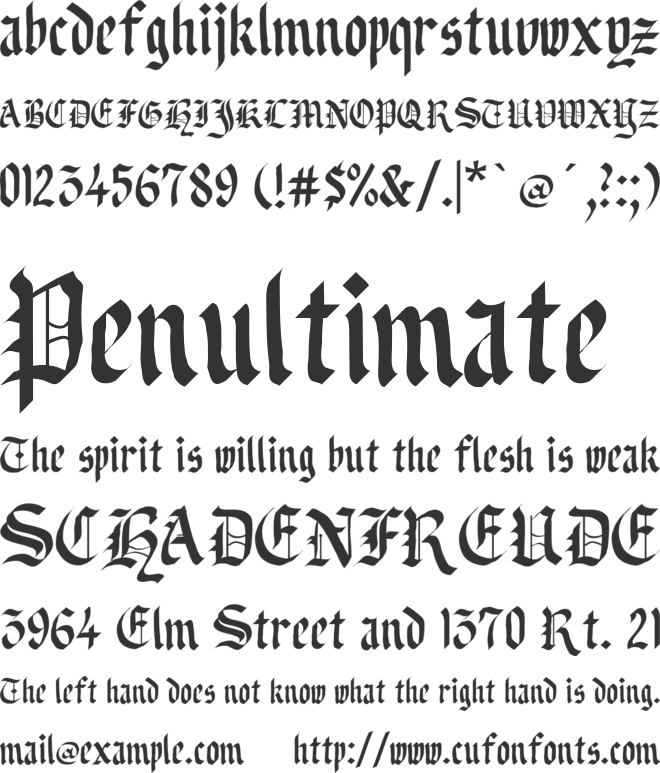 Blacklet font preview
