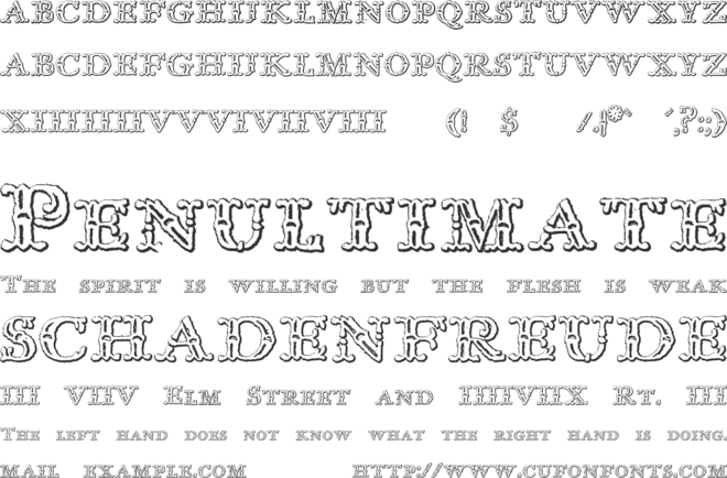 Imprenta Royal Nonpareil Beveled font preview