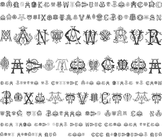 Intellecta Monograms Random Samples Five font preview