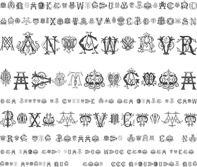 Intellecta Monograms Random Samples Five font preview