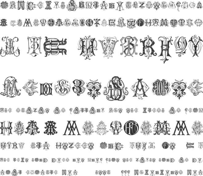 Intellecta Monograms Random Samples Two font preview