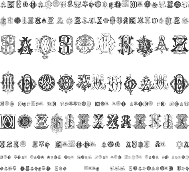 Intellecta Monograms Random Samples Eight font preview