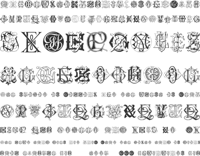 Intellecta Monograms Random Samples Six font preview