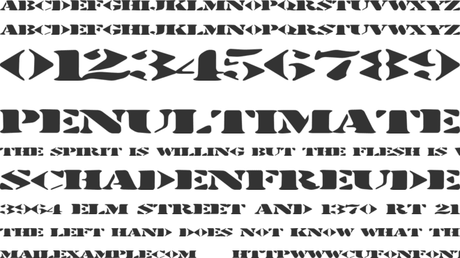 Stenciltration font preview